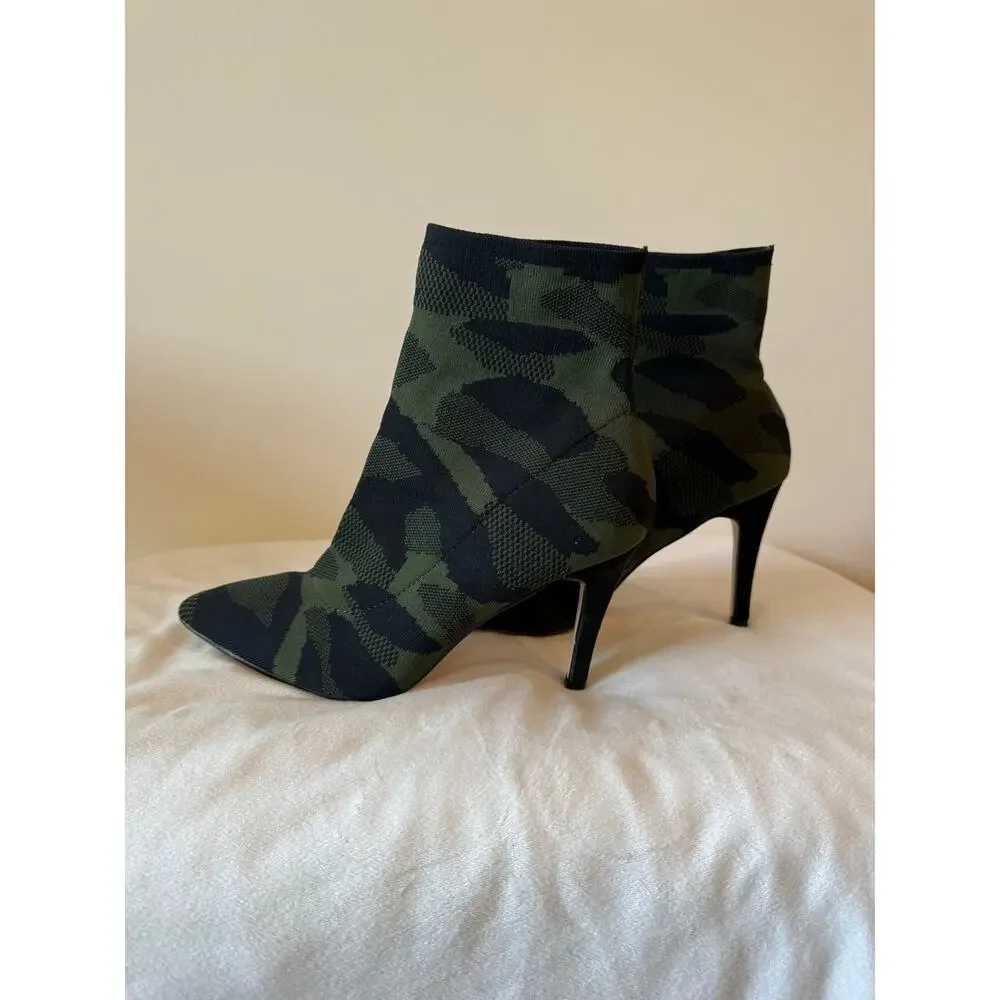MIA McKinley Ankle Booties Boots Women's Size 9 Green Camouflage Stiletto Heel